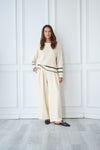 Crew Neck Pullover Sweater With Tipped Details In Cream Black 1
