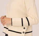 Crew Neck Pullover Sweater With Tipped Details In Cream Black 4