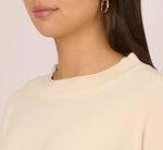 Crew Neck Pullover Sweater With Tipped Details In Cream Black 5
