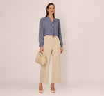 Long Sleeve Embellished Tie Collar Blouse In Dusty Blue 1