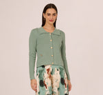 Ruffle Sailor Collar Cardigan In Sage Milieu 2