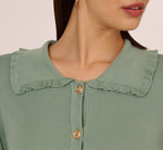 Ruffle Sailor Collar Cardigan In Sage Milieu 3