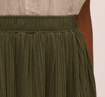 Micropleated Printed A Line Midi Skirt In Olivine 3
