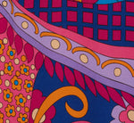 Long Sleeve Retro Printed A Line Dress In Blue Multi 7