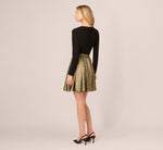Jersey Metallic Combo Short Dress In Black Gold 6