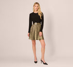 Jersey Metallic Combo Short Dress In Black Gold 8