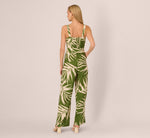 Sleeveless Palm Leaf Wide Leg Jumpsuit In Green Ivory 6
