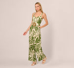 Sleeveless Palm Leaf Wide Leg Jumpsuit In Green Ivory 3