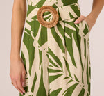 Sleeveless Palm Leaf Wide Leg Jumpsuit In Green Ivory 4
