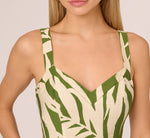 Sleeveless Palm Leaf Wide Leg Jumpsuit In Green Ivory 5
