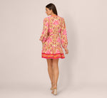 Long Sleeve Printed Short Flounce Dress In Pink Multi 5
