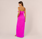 Stretch Crepe Strapless Column Gown With Ruffle Details In Pink Flame 5