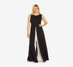 Plus Size Colorblock Jumpsuit With Skirt Overlay In Black Ivory 6