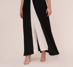 Plus Size Colorblock Jumpsuit With Skirt Overlay In Black Ivory 4