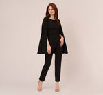 Crepe Jumpsuit With Cape In Black 2