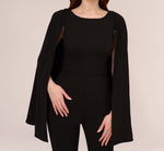 Crepe Jumpsuit With Cape In Black 3