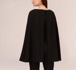 Crepe Jumpsuit With Cape In Black 4