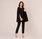 Crepe Jumpsuit With Cape In Black 1