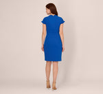 Short Sleeve Sheath Dress With Ruffle Trim In Cobalt Blue 5