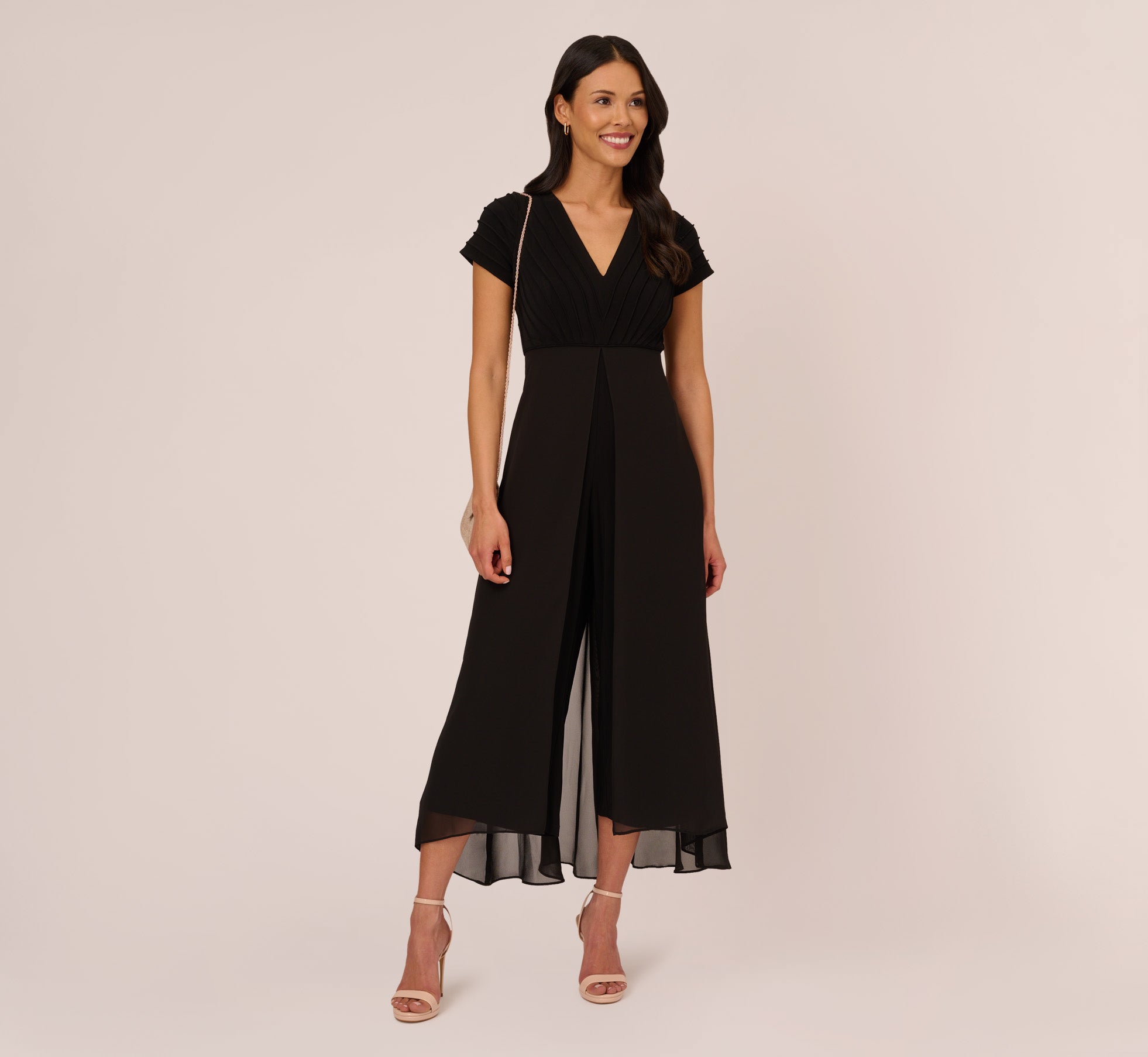 Cropped Jumpsuit With Pintuck Bodice In Black 1