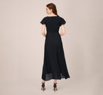 Crepe Cropped Jumpsuit With Gauze Overlay In Black Ivory 3