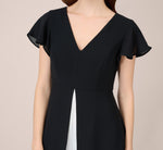 Crepe Cropped Jumpsuit With Gauze Overlay In Black Ivory 2