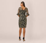 Metallic Embroidered Sheath Dress In Black Gold 4