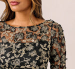 Metallic Embroidered Sheath Dress In Black Gold 3