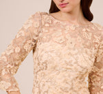 Metallic Embroidered Sheath Dress In Blush 3