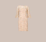 Metallic Embroidered Sheath Dress In Blush 7