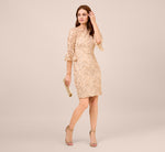 Metallic Embroidered Sheath Dress In Blush 1