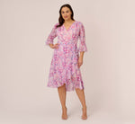 Plus Size Floral-Printed Chiffon Short Dress In Pink Multi 2