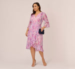Plus Size Floral-Printed Chiffon Short Dress In Pink Multi 1