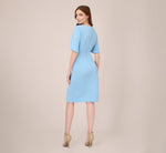 Pearl Embellished Knit Crepe Sheath Dress In Elegant Sky 4