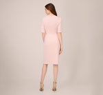Pearl Embellished Knit Crepe Sheath Dress In Mellow Blush 4