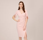 Pearl Embellished Knit Crepe Sheath Dress In Mellow Blush 2
