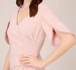 Pearl Embellished Knit Crepe Sheath Dress In Mellow Blush 3