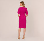 Pearl Embellished Knit Crepe Sheath Dress In Hot Orchid 5