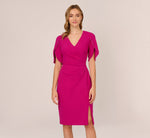 Pearl Embellished Knit Crepe Sheath Dress In Hot Orchid 2