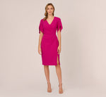 Pearl Embellished Knit Crepe Sheath Dress In Hot Orchid 7