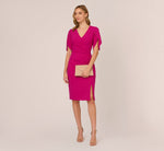 Pearl Embellished Knit Crepe Sheath Dress In Hot Orchid 1