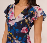 Floral-Print Cropped Jumpsuit With Chiffon Overlay In Navy Multi 3