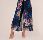 Floral-Print Cropped Jumpsuit With Chiffon Overlay In Navy Multi 4
