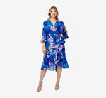 Plus Size Floral-Print Chiffon Short Wrap Dress In Blue Multi 5