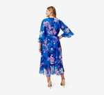 Plus Size Floral-Print Chiffon Short Wrap Dress In Blue Multi 4
