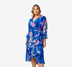 Plus Size Floral-Print Chiffon Short Wrap Dress In Blue Multi 2