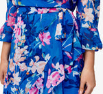 Plus Size Floral-Print Chiffon Short Wrap Dress In Blue Multi 3