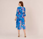 Floral-Print Chiffon Short Wrap Dress In Blue Multi 5