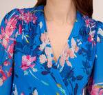 Floral-Print Chiffon Short Wrap Dress In Blue Multi 3