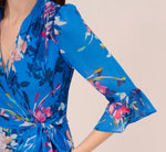 Floral-Print Chiffon Short Wrap Dress In Blue Multi 4
